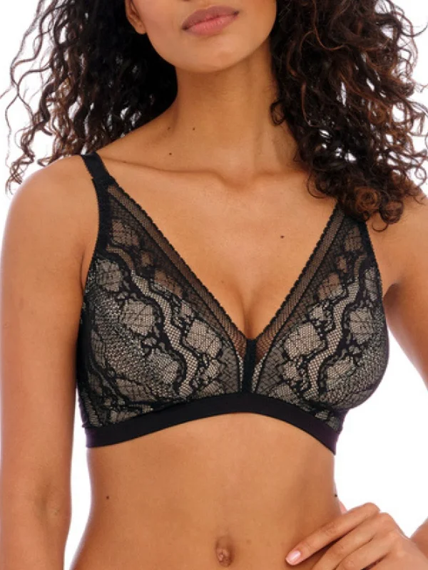 Elegant French Lace Lingerie for Women Infinity Fields Bralette - Black
