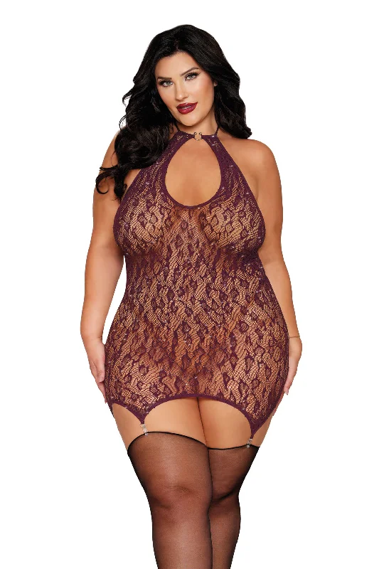 Plus Size Cherry Bodystocking Dress