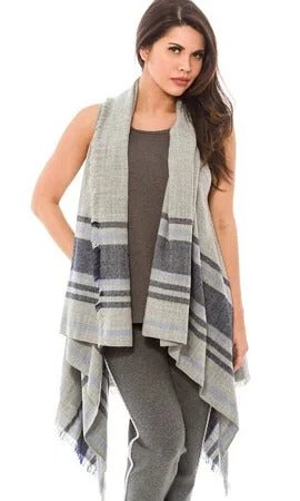 Vintage Inspired Lingerie for WomenGrey Blue Striped Vest Wrap