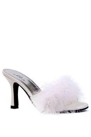 Women's Valentine's Day LingerieWhite Satin Maribou Slippers