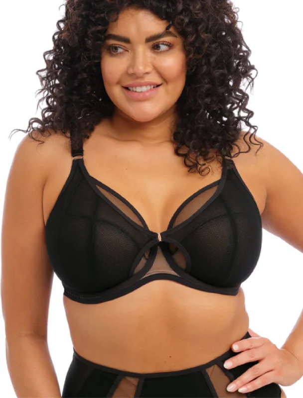 Elomi Kintai Underwire Plunge Bra, Black | Black Plunge Bra