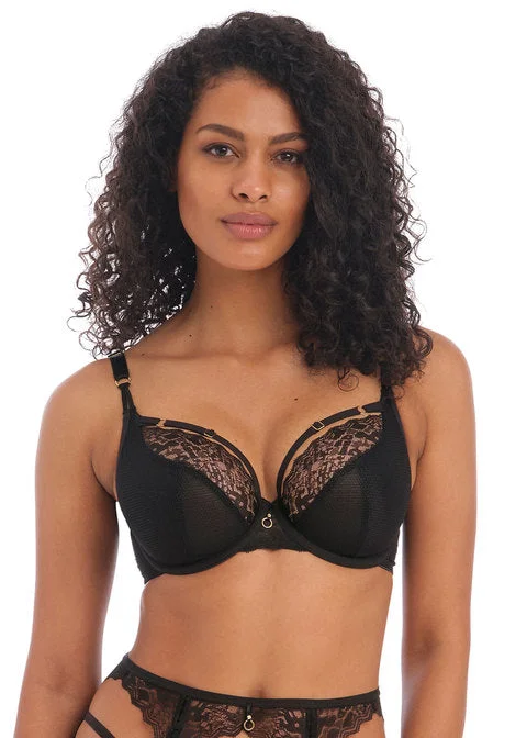 Freya Temptress Underwire Plunge Bra, Black