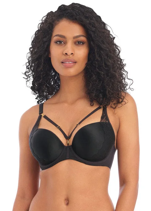 Women's geometric - patterned brasFreya Temptress Underwire Molded Plunge T-shirt Bra, Black Women's geometric - patterned brasFreya Temptress Underwire Molded Plunge T-shirt Bra, Black