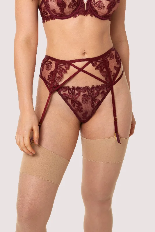 Eva Dark Cherry Graphic Embroidery Suspender