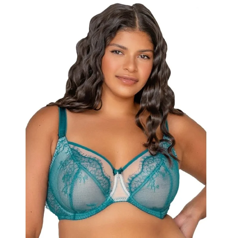 Women's bras made of soft cotton fabricFit Fully Yours Ava See Thru Lace Bra, Dark Teal | Teal Ava Bra by Fit Fully Yours