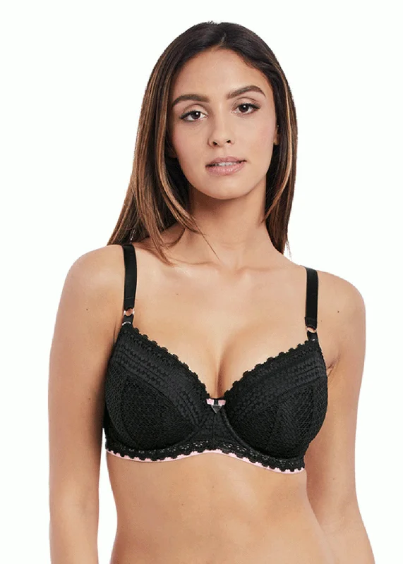 Women's bras with a cotton - polyester blendFreya Daisy Lace Padded Half Cup Bra, Noir Black Women's bras with a cotton - polyester blendFreya Daisy Lace Padded Half Cup Bra, Noir Black