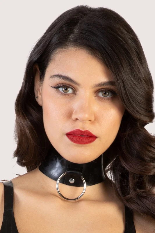 Women's bras with removable padsImogen Black Latex and Ring Collar