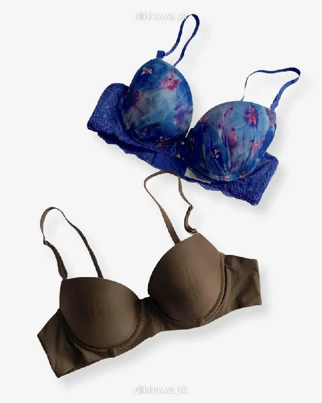 Imported Stocklot Branded  Net Pushup Bra - Underwired Bra  - Padded Bra - Pack of 2