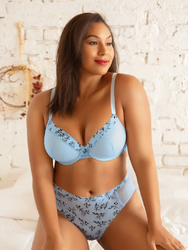 Ivy contour bra - Dream Blue w Floral Print - P5831