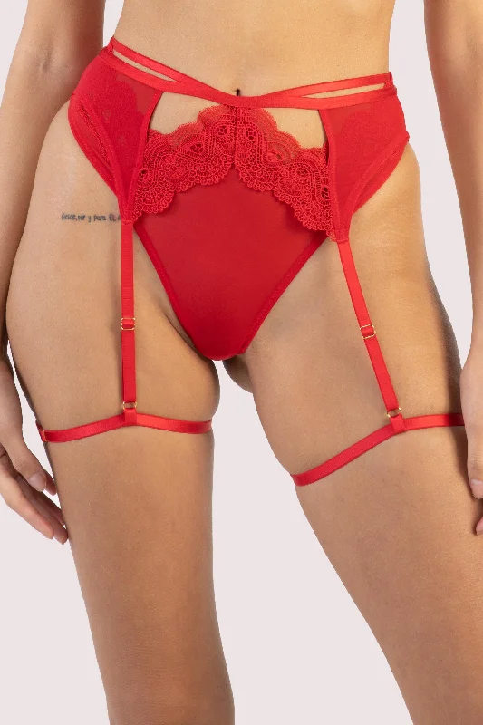 Women's bras made of breathable meshMaisie Red Suspender Belt