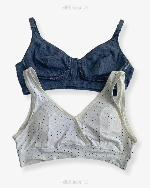 Women's bras with a slimming effectNon Padded Ladies Jogging Bra - Sports Bra - Soft Padded Imported Stocklot Branded Pushup Bra - Single Padded Bra - Pack of 2