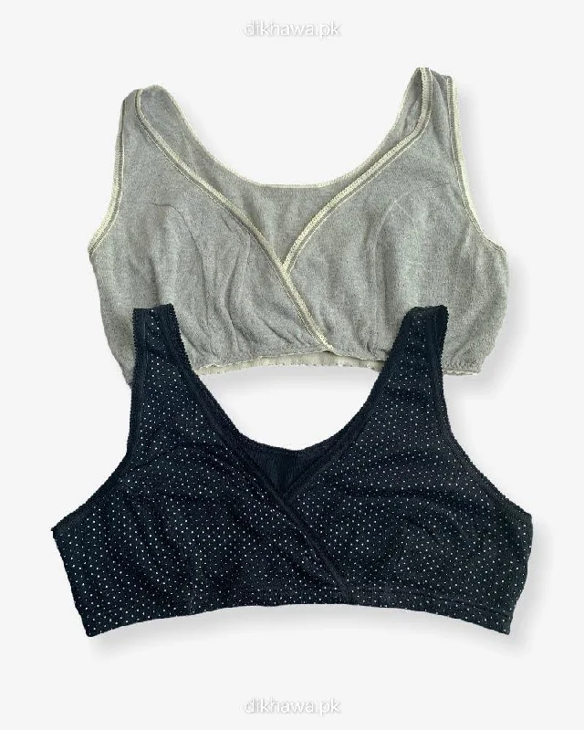 Women's bras with a satin finishNon Padded Ladies Jogging Bra - Sports Bra - Soft Padded Imported Stocklot Branded Pushup Bra - Single Padded Bra - Pack of 2