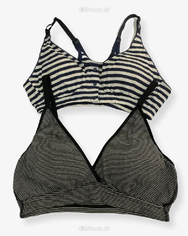 Women's multicolored bras for a fun stylePack Of 2 - Non  Padded Non-Wired Racerback Sports Bra Ladies Jogging Bra Imported Stocklot Branded Sports Bra
