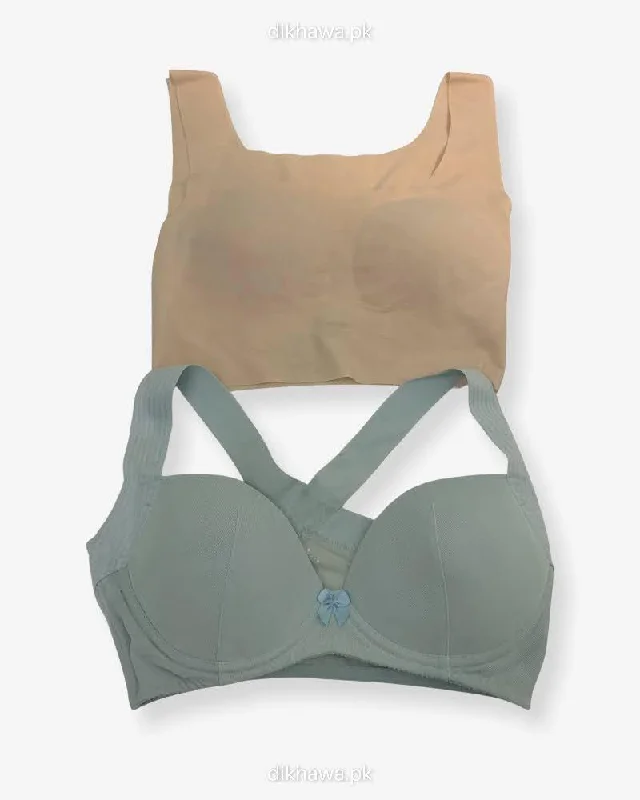Women's wireless bras for all - day comfortPack Of 2 - Non Padded Non-Wired Racerback Sports Bra Ladies Jogging Bra Imported Stocklot Branded Sports Bra Women's wireless bras for all - day comfortPack Of 2 - Non Padded Non-Wired Racerback Sports Bra Ladies Jogging Bra Imported Stocklot Branded Sports Bra