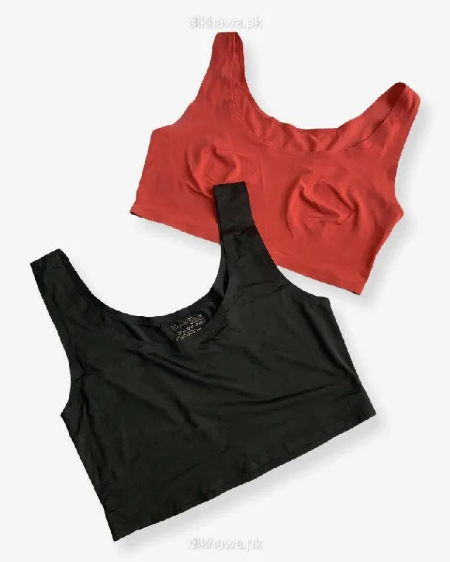 Women's unpadded bras for a natural lookPack Of 2 - Women Sports Non Padded Bra  Ladies Jogging Bra Imported Stocklot Branded Pushup Bra