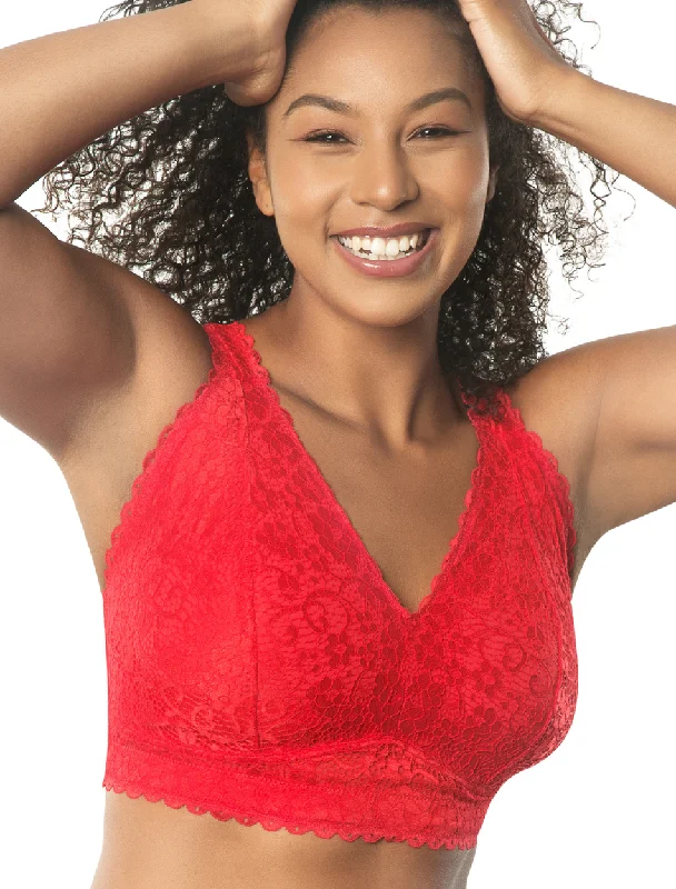 Parfait Adriana Bra Wirefree Bralette, Red | Racing Red Parfait Non-Wired Bralette | Red Lace Bralette | Red Lounge Bra