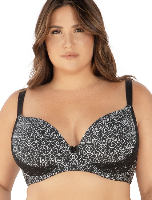 Parfait Casey Plunge Molded Underwire Bra, Black Mosaic | Mosiac Black T-Shirt Bra By Parfait