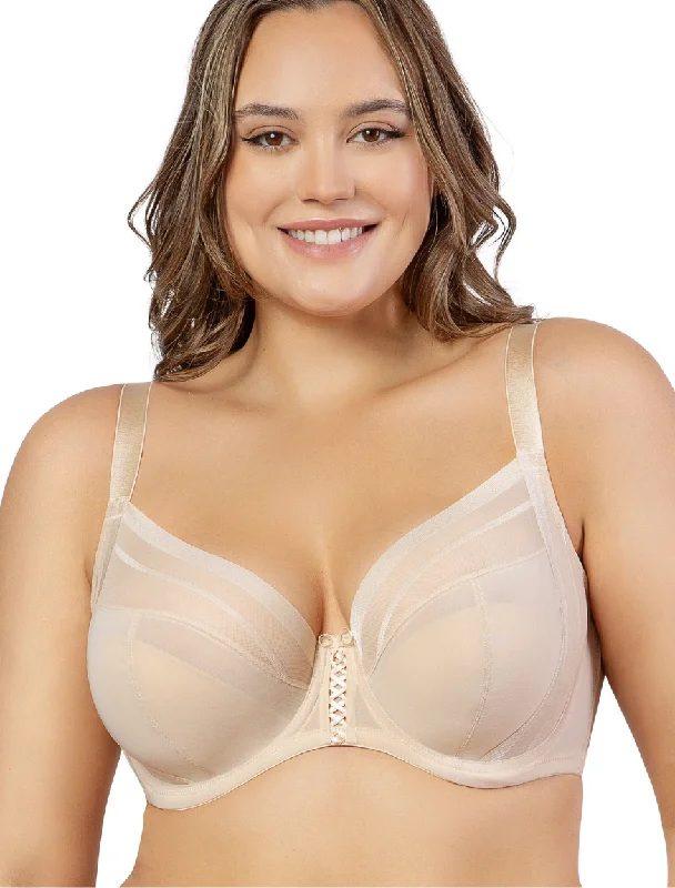Women's bras with a lace overlayParfait Shea Plunge Bra Underwired Unlined Bra, Bare | Beige Parfait Plunge Bra
