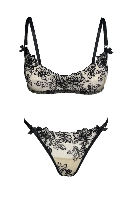 Nursing bras for easy breastfeeding access​ Barbara nude black lace set