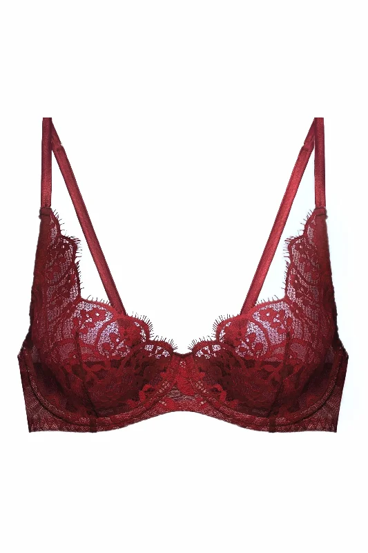 Bra with a half - cup design for a sexy and minimalist look​ Etelle bordeaux bra