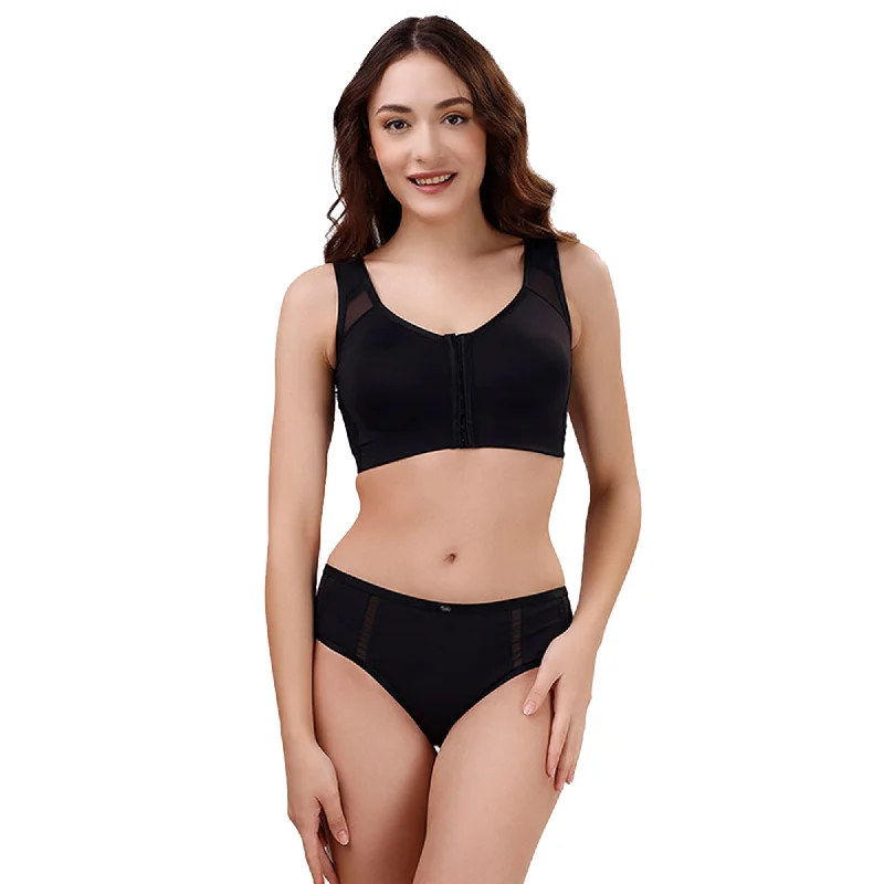 Front - closure bras for easy on and off Front Closure Full Coverage Non Padded Non Wired Bra with High Waist Full Coverage Ultra Soft Mesh Panel Brief- Set CB-334/ CP-1328 Front - closure bras for easy on and off Front Closure Full Coverage Non Padded Non Wired Bra with High Waist Full Coverage Ultra Soft Mesh Panel Brief- Set CB-334/ CP-1328