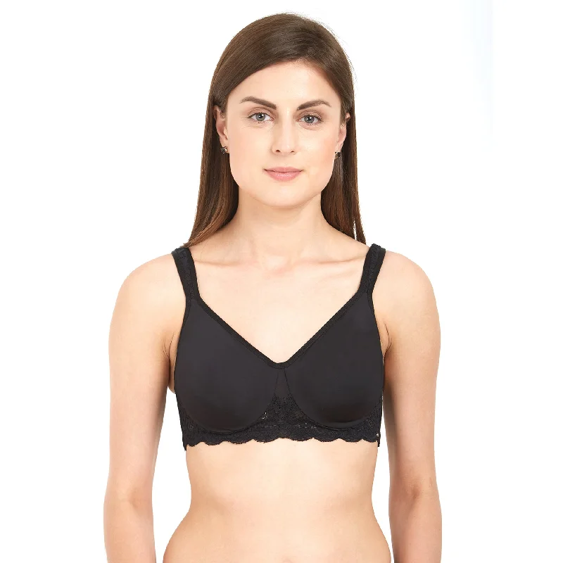 Bra with a seamless memory foam cup for a smooth silhouette Full Coverage Non Padded Wired Lace Bra-FB-609 Bra with a seamless memory foam cup for a smooth silhouette Full Coverage Non Padded Wired Lace Bra-FB-609