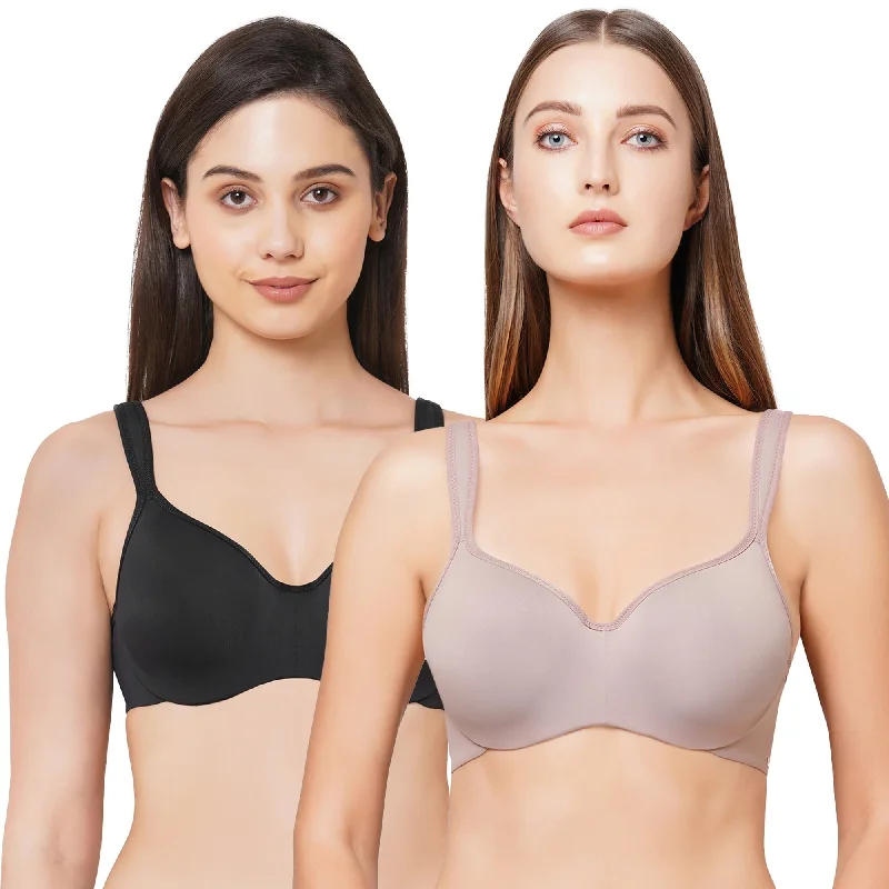 Seamless bras for a smooth and invisible look under clothes Full coverage Sweetheart neckline padded wired Bra (Pack of 2) CB-130 Seamless bras for a smooth and invisible look under clothes Full coverage Sweetheart neckline padded wired Bra (Pack of 2) CB-130