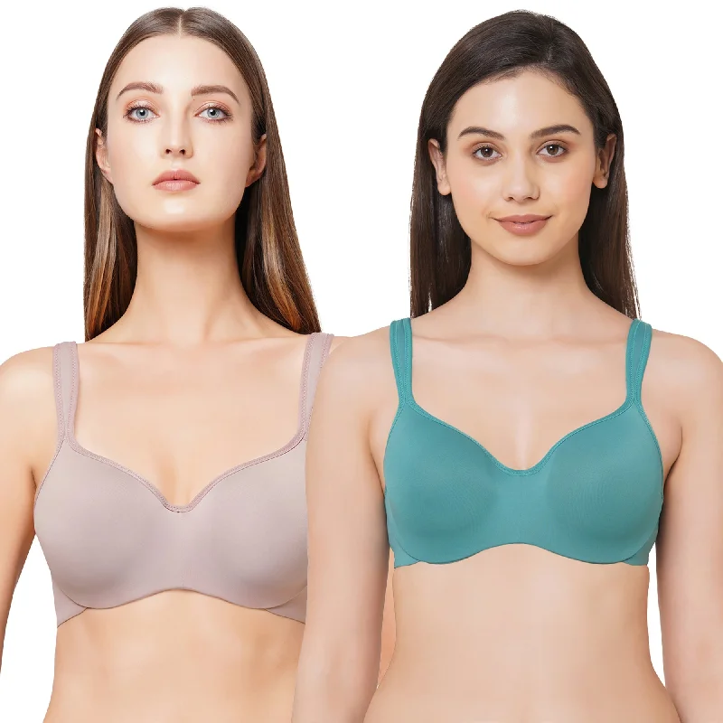 Bra with a memory foam cup for a customized fit​ Full coverage Sweetheart neckline padded wired Bra (Pack of 2) CB-130