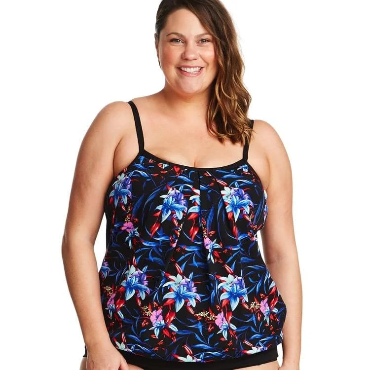 Convertible bras with adjustable straps for versatile styling Genevieve Blouson Tankini Soft Cup Shelf Bra - Mystic Hibiscus Convertible bras with adjustable straps for versatile styling Genevieve Blouson Tankini Soft Cup Shelf Bra - Mystic Hibiscus