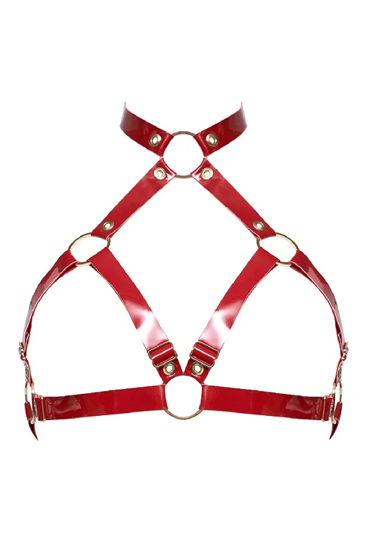 Bra with a plus - size padded strap for reduced shoulder strain Geoma Red halter bra by Secret Room Bra with a plus - size padded strap for reduced shoulder strain Geoma Red halter bra by Secret Room