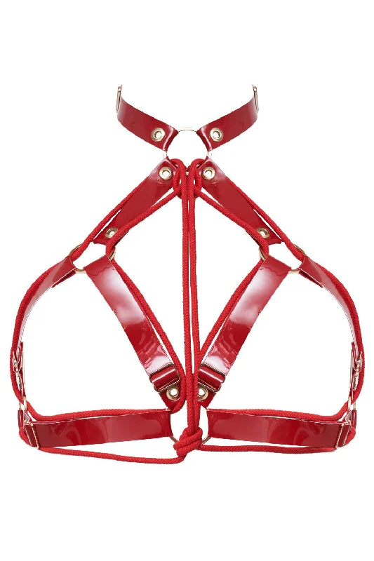 Bra with a plus - size bralette style for a trendy look Geoma Shibari Red halter bra by Secret Room Bra with a plus - size bralette style for a trendy look Geoma Shibari Red halter bra by Secret Room