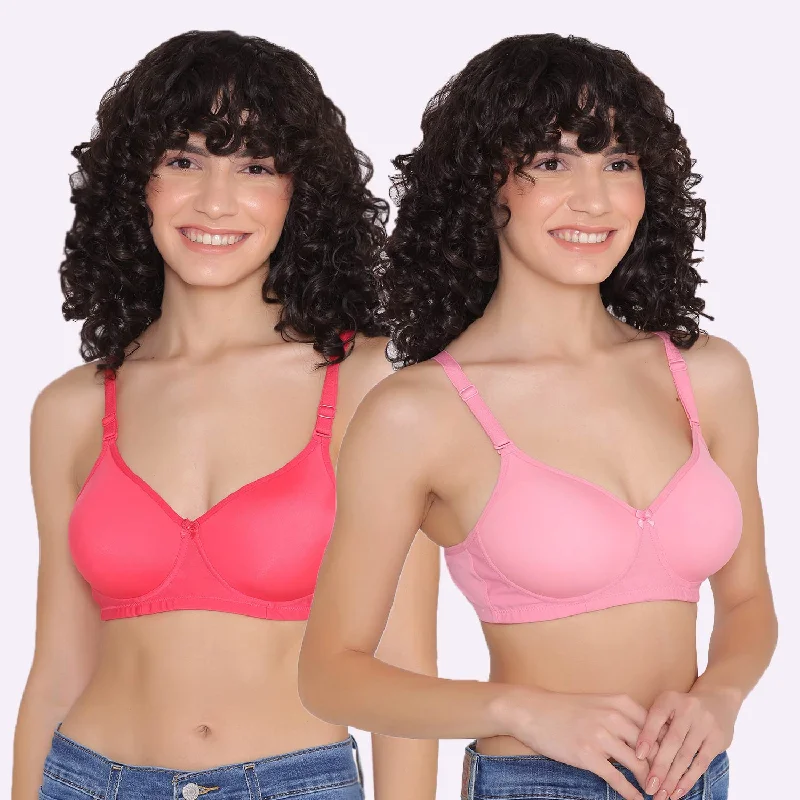 Bra with a solid color for a classic and versatile option Women's Padded and Non Wired Full Coverage T-Shirt Bra (Pack of 2)-LILY Bra with a solid color for a classic and versatile option Women's Padded and Non Wired Full Coverage T-Shirt Bra (Pack of 2)-LILY