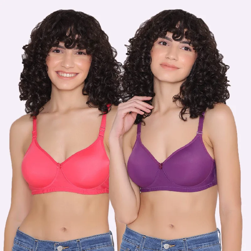 Bra with padded straps to reduce shoulder strain Women's Padded and Non Wired Full Coverage T-Shirt Bra (Pack of 2)-LILY Bra with padded straps to reduce shoulder strain Women's Padded and Non Wired Full Coverage T-Shirt Bra (Pack of 2)-LILY
