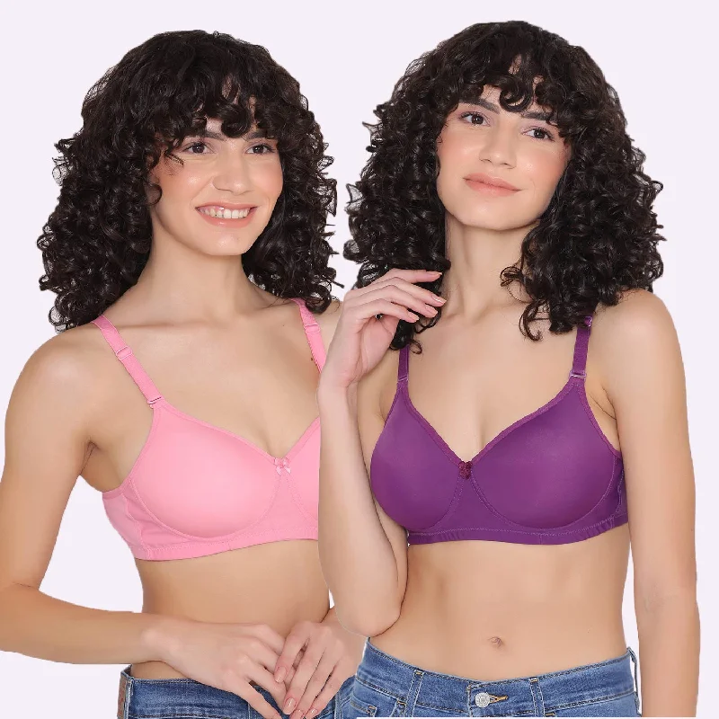 Seamless bras for a smooth and invisible look under clothes Women's Padded and Non Wired Full Coverage T-Shirt Bra (Pack of 2)-LILY Seamless bras for a smooth and invisible look under clothes Women's Padded and Non Wired Full Coverage T-Shirt Bra (Pack of 2)-LILY