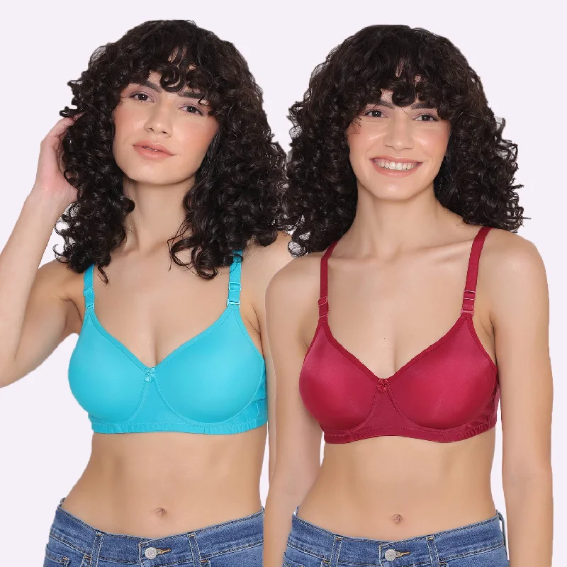 Polyester bras with moisture - wicking properties Women's Padded and Non Wired Full Coverage T-Shirt Bra (Pack of 2)-LILY Polyester bras with moisture - wicking properties Women's Padded and Non Wired Full Coverage T-Shirt Bra (Pack of 2)-LILY
