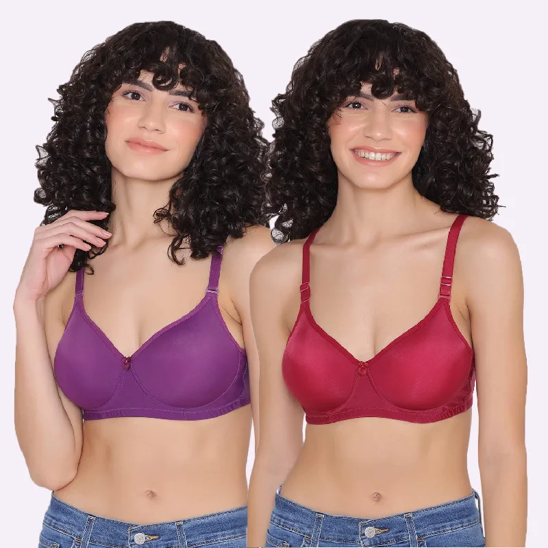 Bra with a plus - size back - closure for a secure fit Women's Padded and Non Wired Full Coverage T-Shirt Bra (Pack of 2)-LILY Bra with a plus - size back - closure for a secure fit Women's Padded and Non Wired Full Coverage T-Shirt Bra (Pack of 2)-LILY