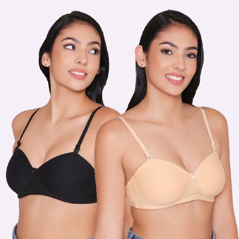 Bra with a seamless back for a smooth look under clothes Women Lightly Padded Non Wired Tshirt Bra (Pack of 2)-ROMI Bra with a seamless back for a smooth look under clothes Women Lightly Padded Non Wired Tshirt Bra (Pack of 2)-ROMI
