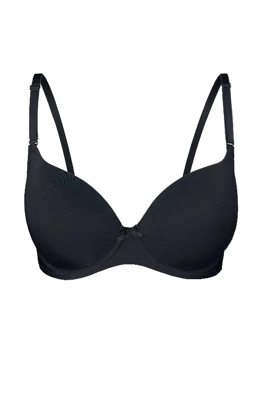 Bra with a plus - size padded strap for reduced shoulder strain Karen black push-up bra Bra with a plus - size padded strap for reduced shoulder strain Karen black push-up bra