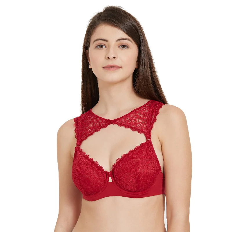 Bra with a built - in underwire for enhanced support Medium Coverage Non Padded Wired Demi Cup Bra with Detachable Lace Harness-FB-545 Bra with a built - in underwire for enhanced support Medium Coverage Non Padded Wired Demi Cup Bra with Detachable Lace Harness-FB-545