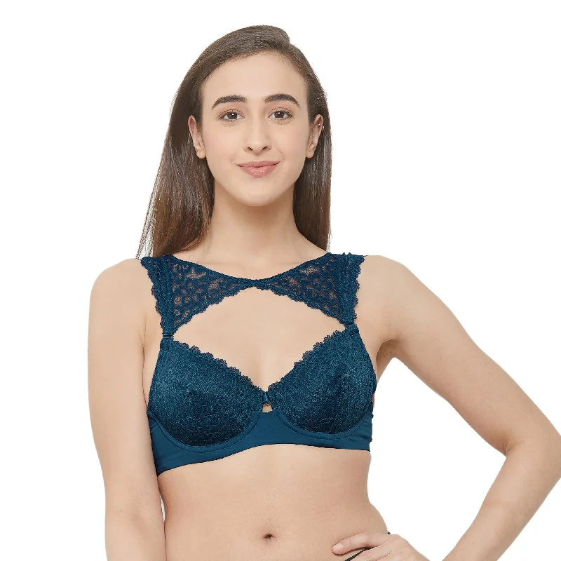 Bra with a mesh - lined cup for better breathability Medium Coverage Non Padded Wired Demi Cup Bra with Detachable Lace Harness-FB-545 Bra with a mesh - lined cup for better breathability Medium Coverage Non Padded Wired Demi Cup Bra with Detachable Lace Harness-FB-545