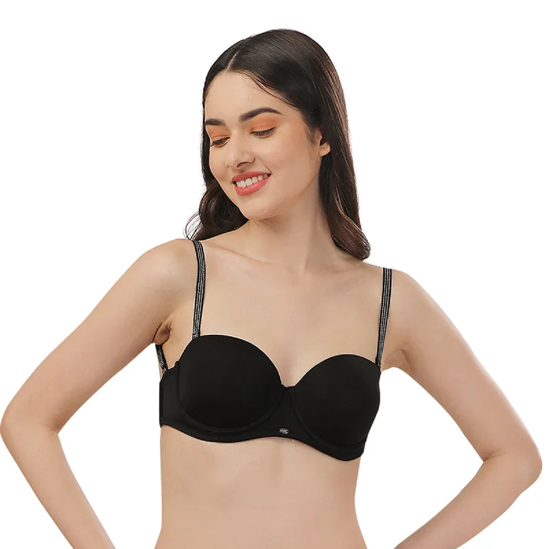 Lace bras for a feminine and elegant touch Medium Coverage Padded Underwired Multiway Transparent Back Bra FB-541 Lace bras for a feminine and elegant touch Medium Coverage Padded Underwired Multiway Transparent Back Bra FB-541