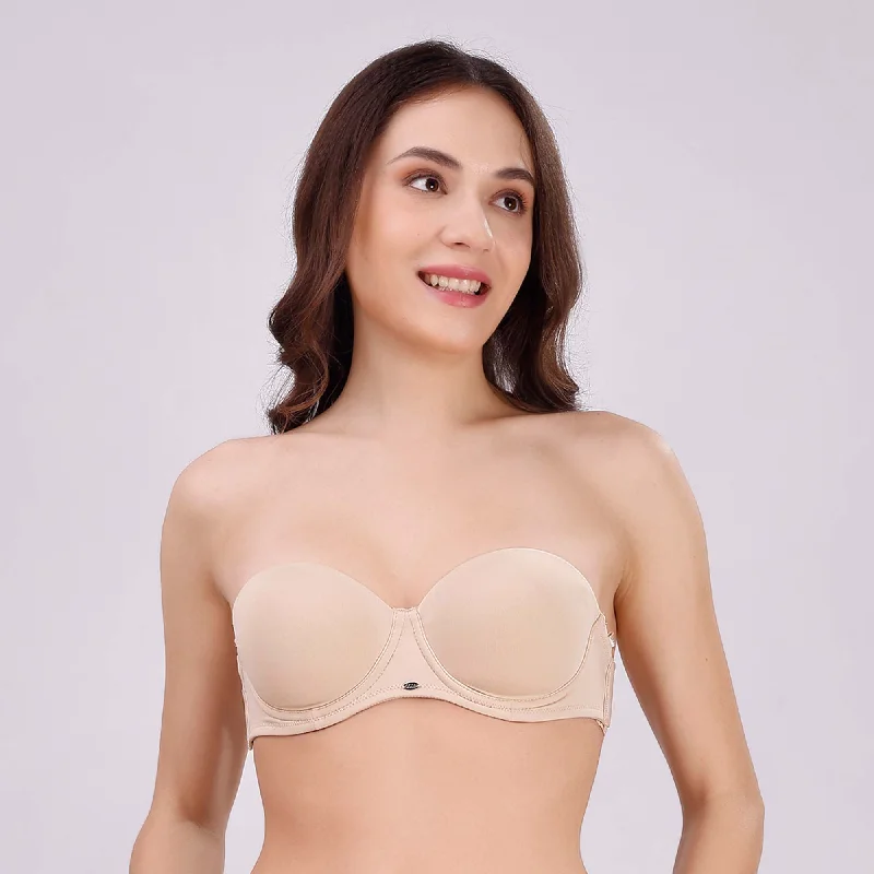 Balconette bras with a stylish and flattering design Medium Coverage Padded Underwired Multiway Transparent Back Bra FB-541 Balconette bras with a stylish and flattering design Medium Coverage Padded Underwired Multiway Transparent Back Bra FB-541