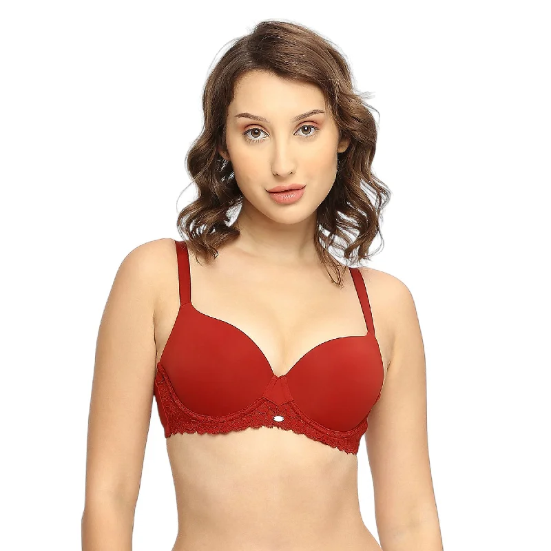 Bra with a smooth fabric for a sleek and comfortable feel Medium Coverage Padded Wired Lace Bra-FB-550 Bra with a smooth fabric for a sleek and comfortable feel Medium Coverage Padded Wired Lace Bra-FB-550
