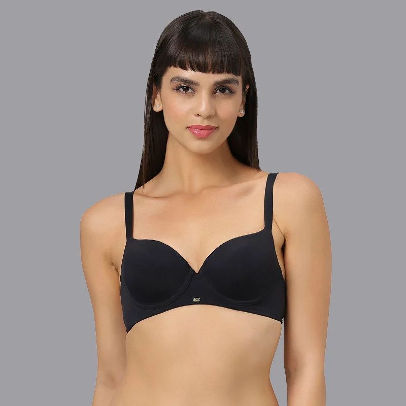 Bra with a balconette style for a flirty neckline Medium Coverage Padded Wired T-shirt Bra-CB-135 Bra with a balconette style for a flirty neckline Medium Coverage Padded Wired T-shirt Bra-CB-135