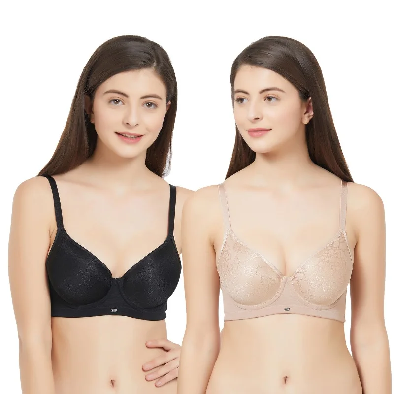 Bra with a plus - size front - closure for easy access Medium coverage Padded Wired T-shirt bra (PACK OF 2) CB-127 Bra with a plus - size front - closure for easy access Medium coverage Padded Wired T-shirt bra (PACK OF 2) CB-127
