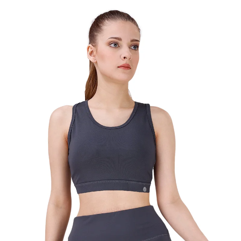 Bra with side - support panels to prevent spillage Medium Impact Racerback Sports Bra with Removable Cups- AT-1 Bra with side - support panels to prevent spillage Medium Impact Racerback Sports Bra with Removable Cups- AT-1