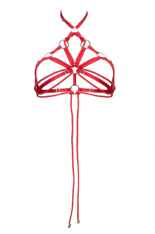 Bra with a lace - trim for an elegant and delicate touch​ Melinoya ropes Red bra