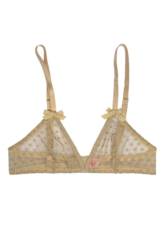 Bra with a wire - free band for a more comfortable underbust area​ Mimi Beige dots soft bra