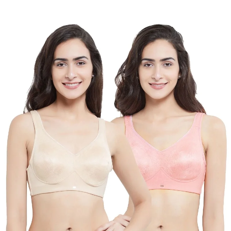 Bra with a silk - lined cup for a luxurious texture Minimizer Full Coverage Non Wired Bra (Pack Of 2) CB-325 Bra with a silk - lined cup for a luxurious texture Minimizer Full Coverage Non Wired Bra (Pack Of 2) CB-325