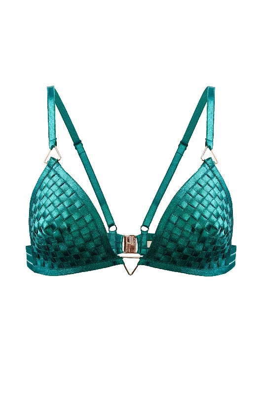 Bra with a single - strap design for a unique and modern style Nirvana green triangular top Bra with a single - strap design for a unique and modern style Nirvana green triangular top